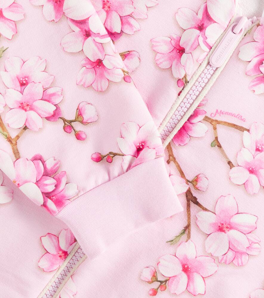 Monnalisa Floral Cotton-blend Hoodie In Pink