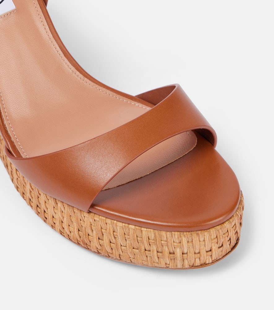 Aquazzura Sunseeker 110 Leather Wedge Sandals In Brown