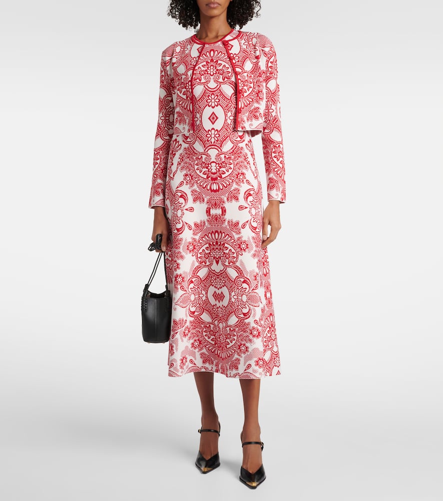 Etro Two-tone Cropped Cardigan In Burgundy