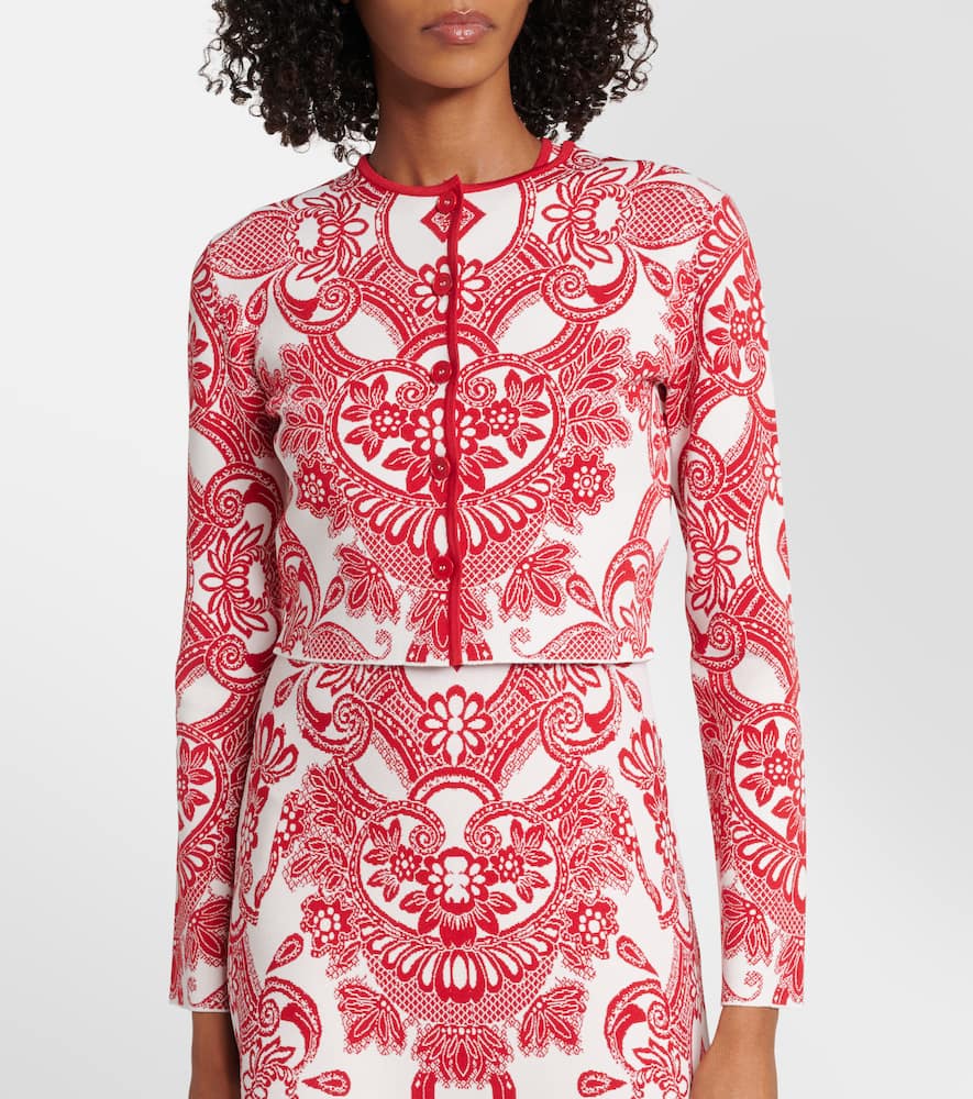 Etro Two-tone Cropped Cardigan In Burgundy