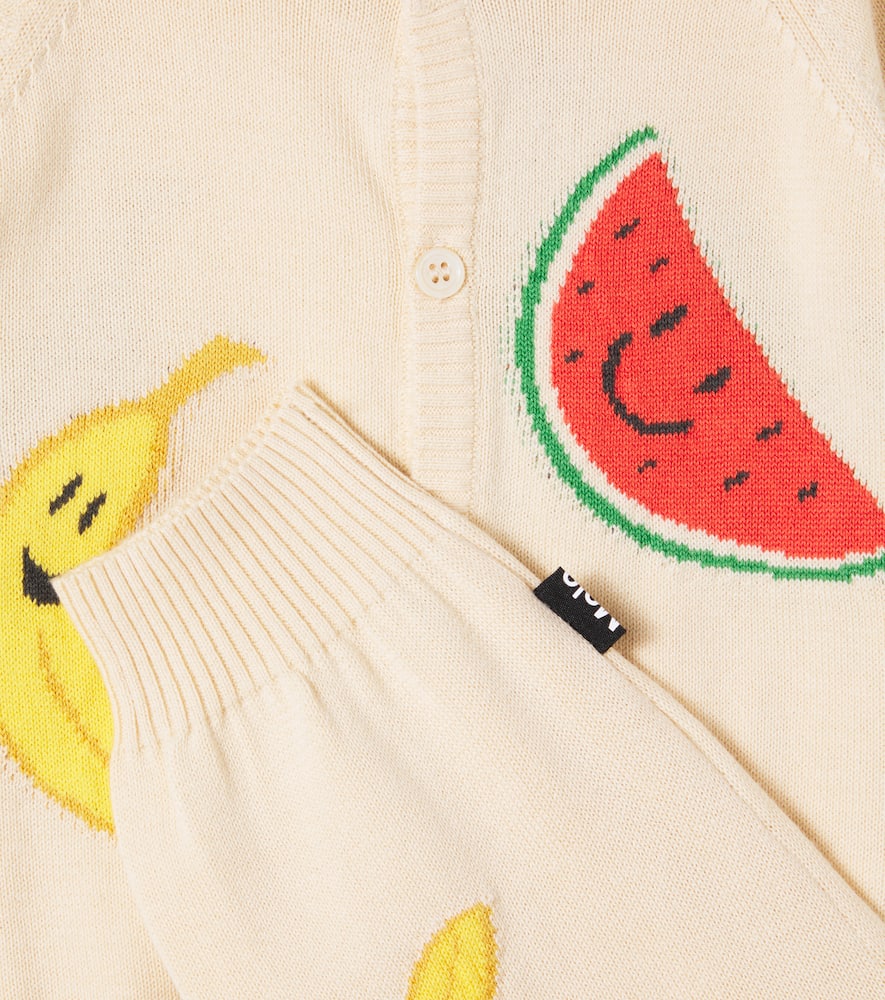 Molo Baby Brody Cotton Cardigan And Pants Set In Cute Fruits