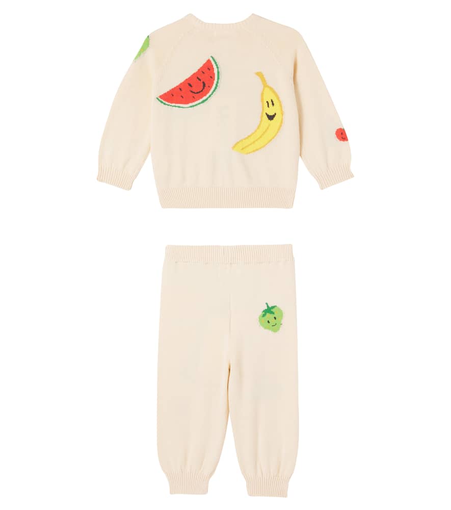 Molo Baby Brody Cotton Cardigan And Pants Set In Cute Fruits