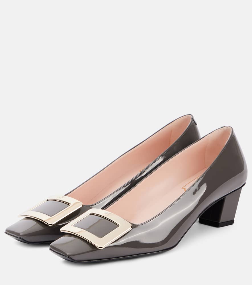 Roger Vivier Belle Vivier 45 Patent Leather Pumps In Cenere Scuro