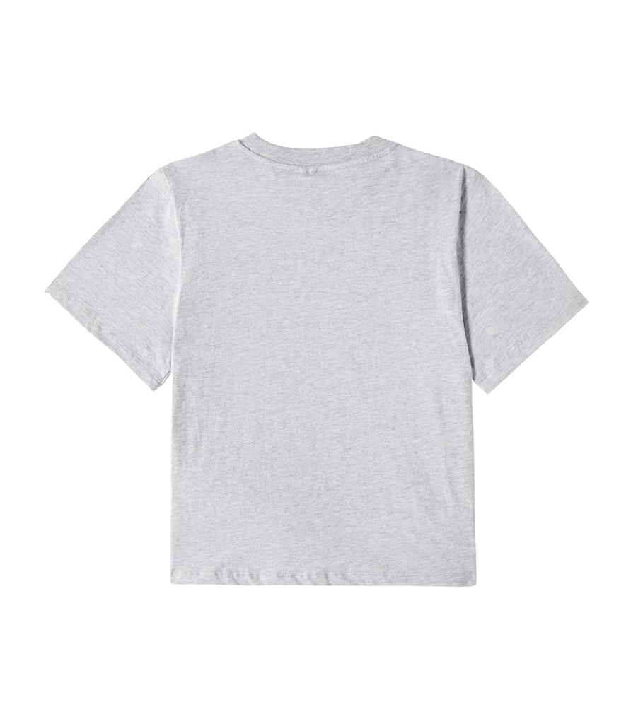 Stella Mccartney Zip-detail Printed Cotton T-shirt In Grigio Medio Melange