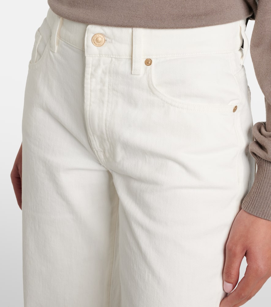 7 For All Mankind Tess Cotton And Hemp Straight Pants In White