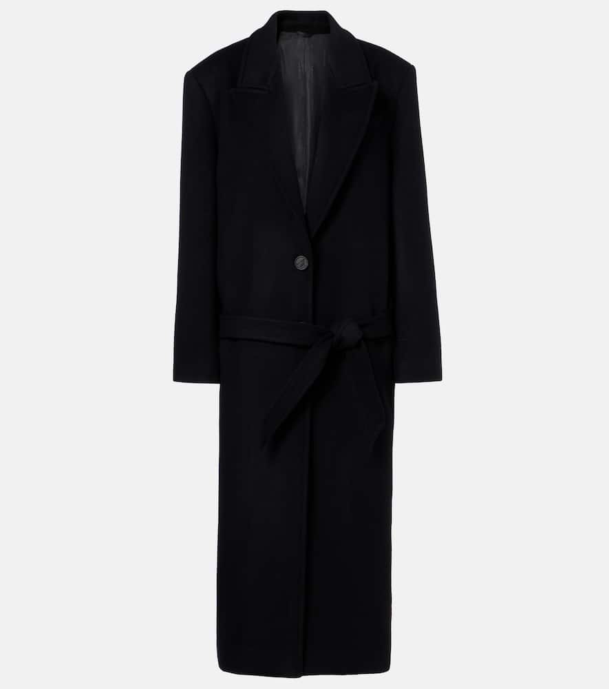 Attico Waist Belted Long Length Lapels In Black