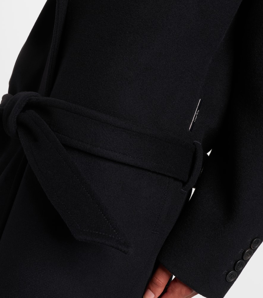 Attico Waist Belted Long Length Lapels In Black