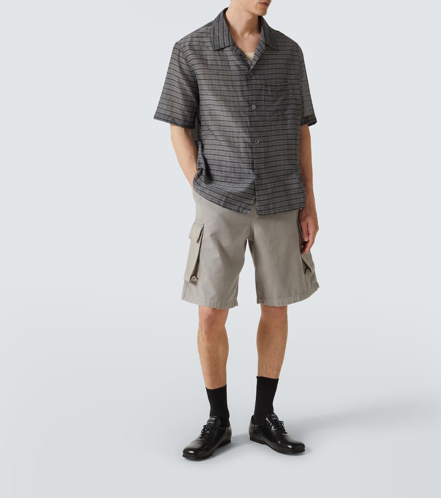 Our Legacy Heusen Checked Cotton And Silk Bowling Shirt In Grey