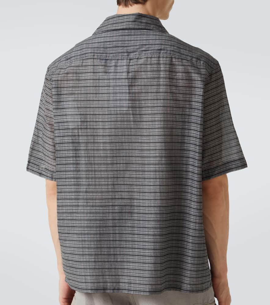 Our Legacy Heusen Checked Cotton And Silk Bowling Shirt In Grey
