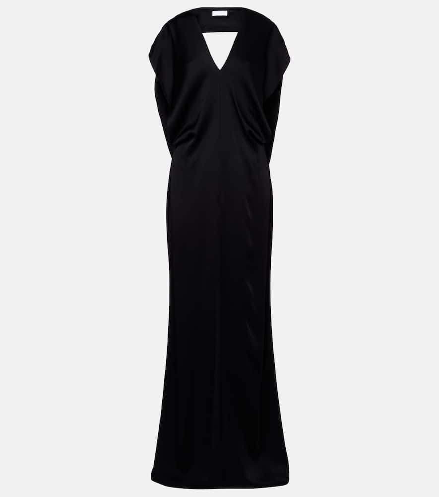 Open-back satin maxi dress