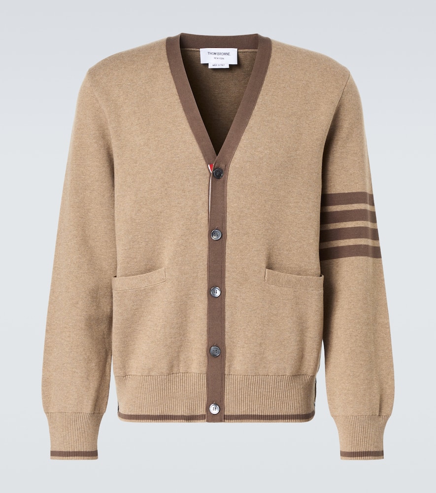 Thom Browne 4-bar Cotton Cardigan In Brown