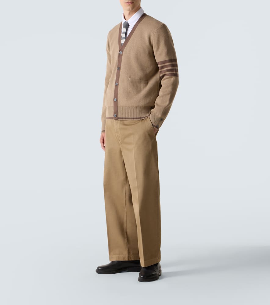 Thom Browne 4-bar Cotton Cardigan In Brown