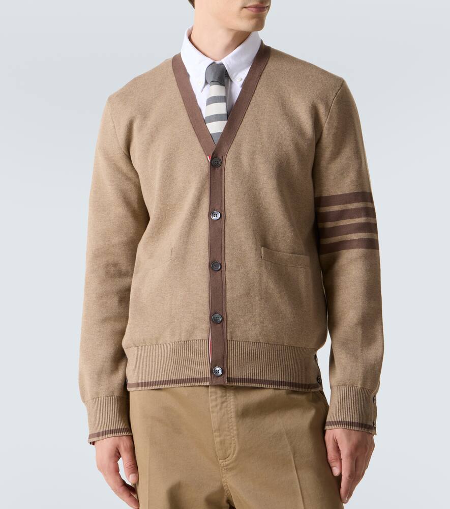 Thom Browne 4-bar Cotton Cardigan In Brown