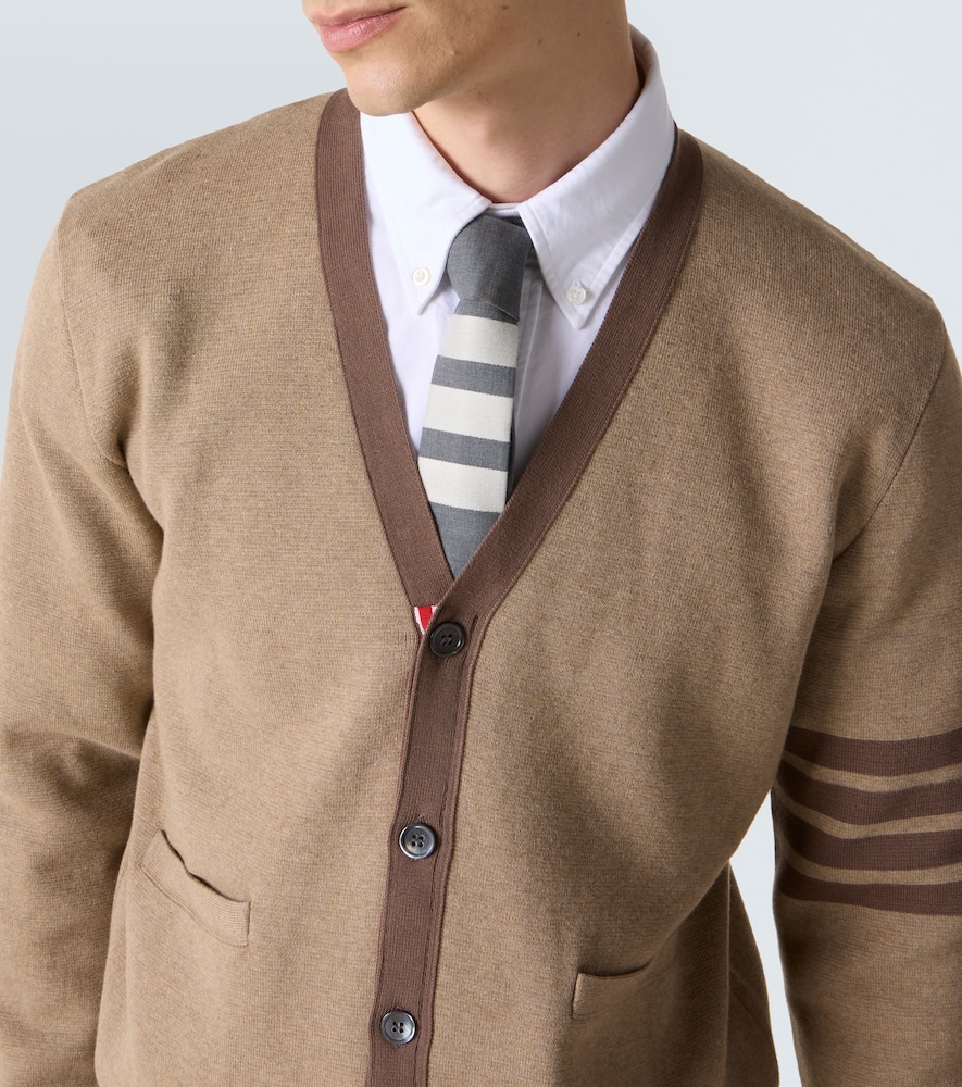 Thom Browne 4-bar Cotton Cardigan In Brown