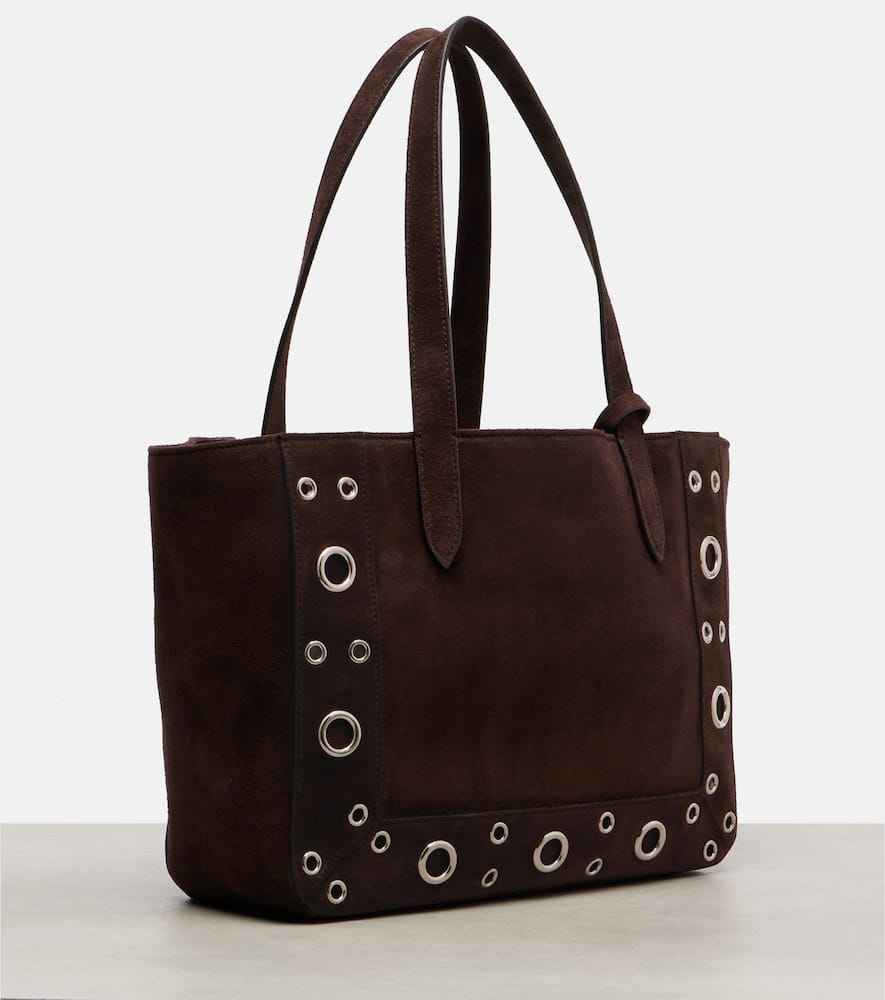Valentino Nellcôte Medium Suede Tote Bag In Brown