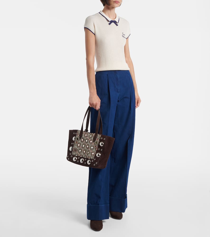 Valentino Nellcôte Medium Suede Tote Bag In Brown