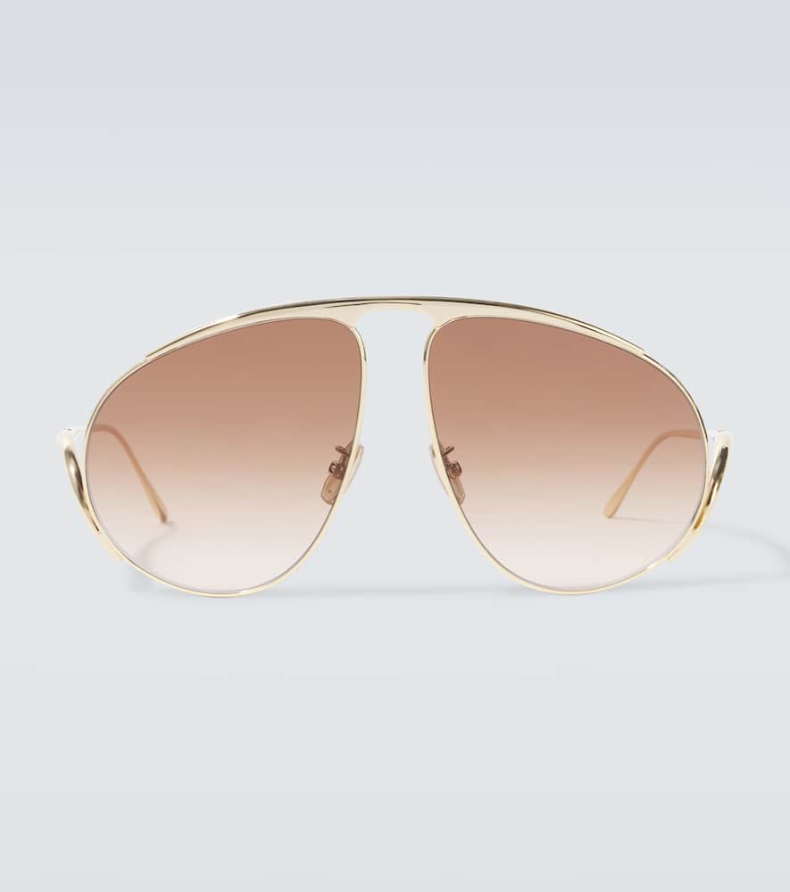 Loewe Signature Aviator Sunglasses In Gold