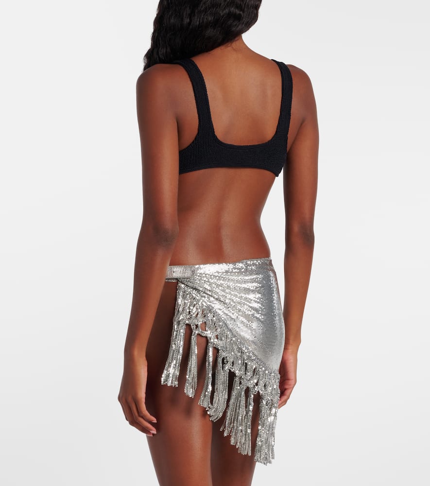 Rabanne Chainmail Leather-trimmed Miniskirt In Silver