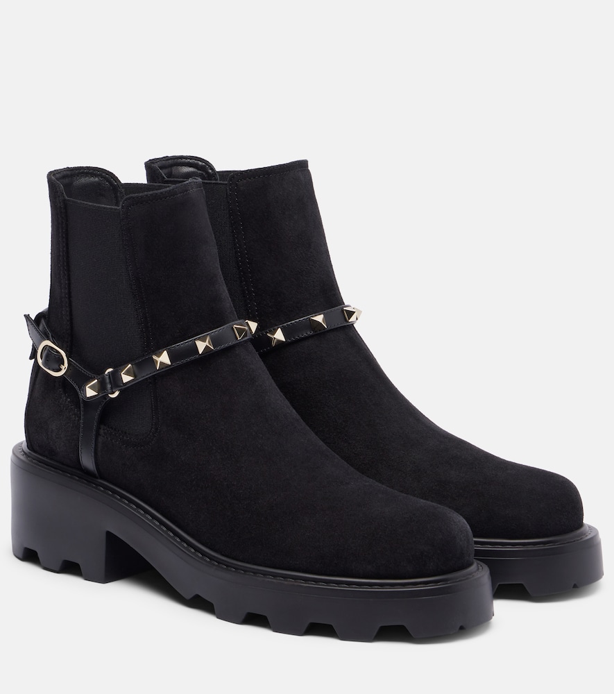Valentino Garavani Women's Black Rockstud 55 Suede Ankle Boots UK Size 8.5 - Mytheresa