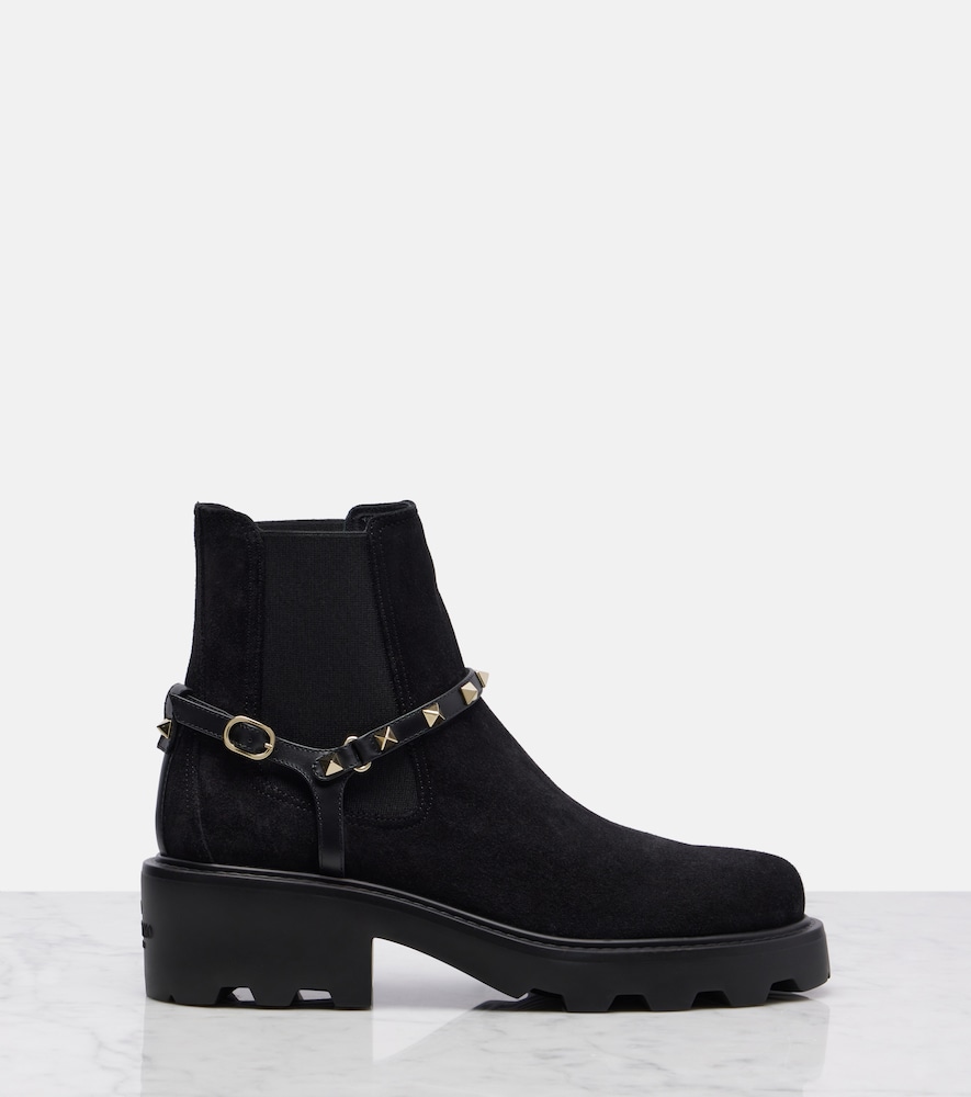  Valentino Garavani Valentino Garavani Ankle Boots Rockstud 55 Aus Veloursleder 
