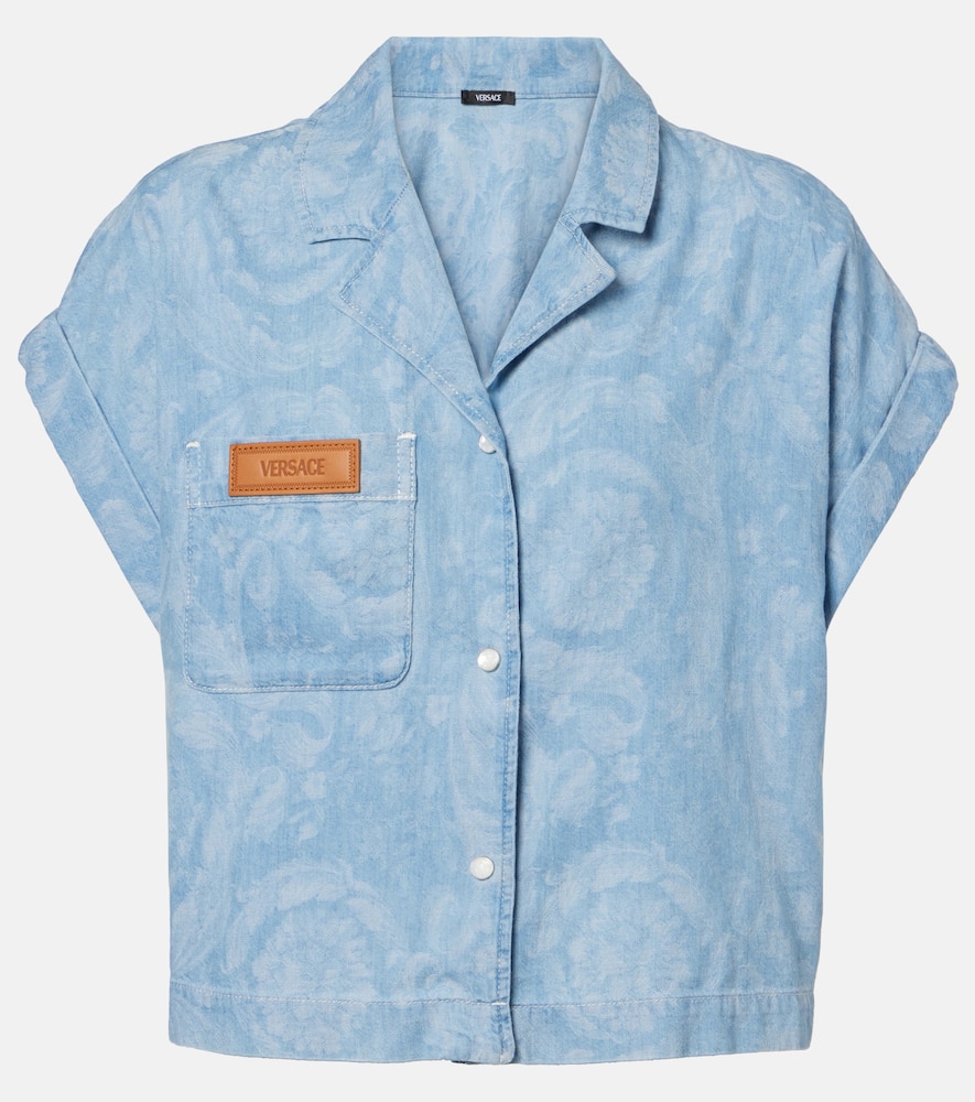 Barocco cropped denim chambray shirt