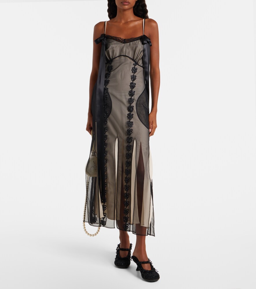  Simone Rocha Simone Rocha Lace-trimmed Sheer Midi Dress 