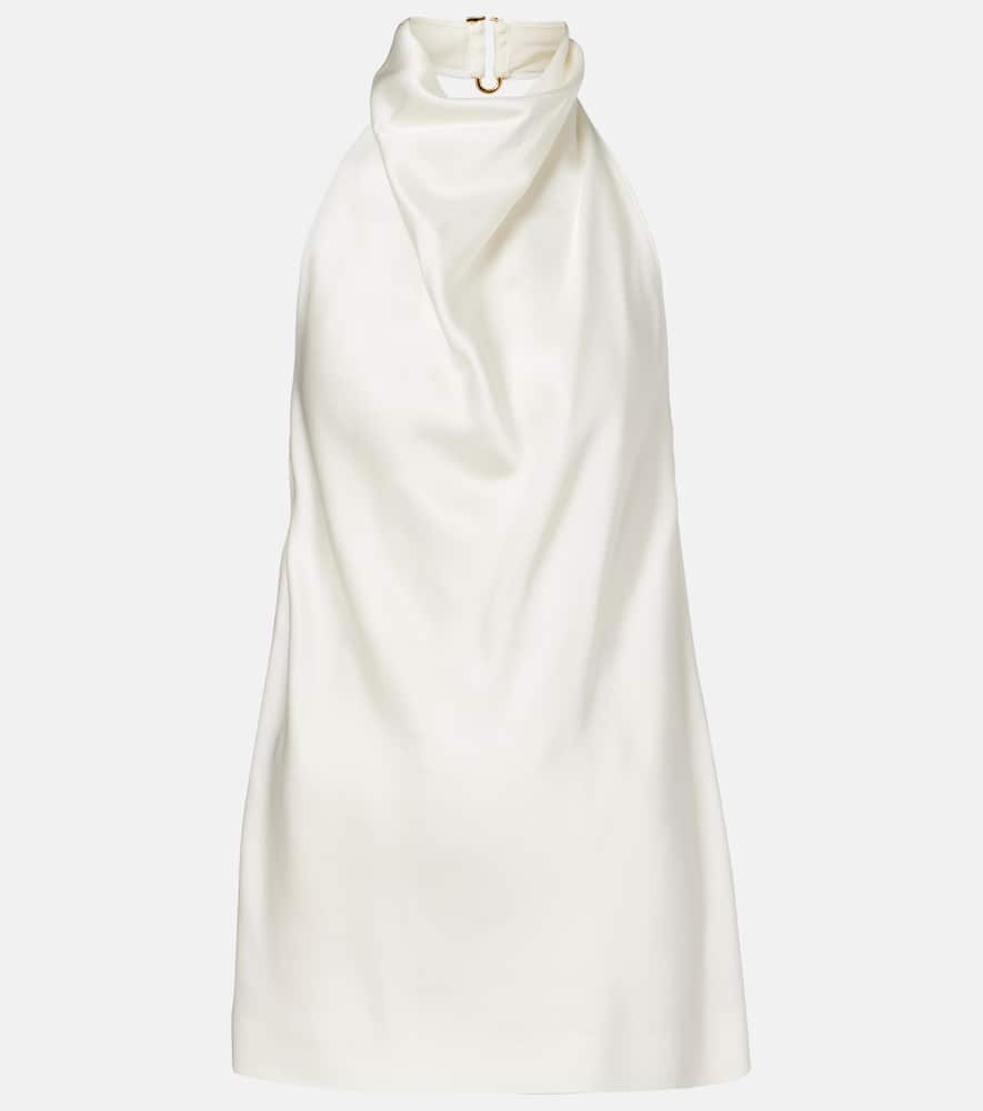 Stella Mccartney Cowl Neck Satin Halter Top In White