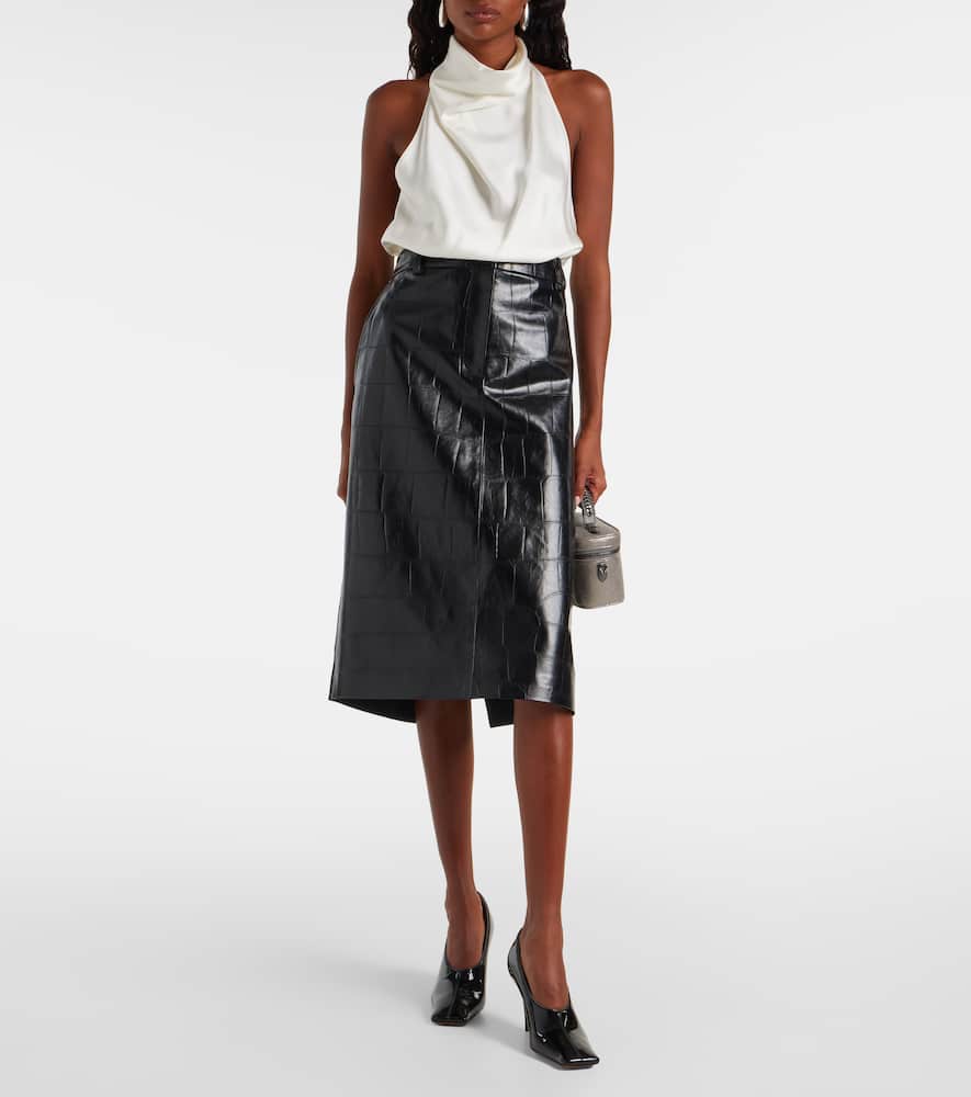 Stella Mccartney Cowl Neck Satin Halter Top In White