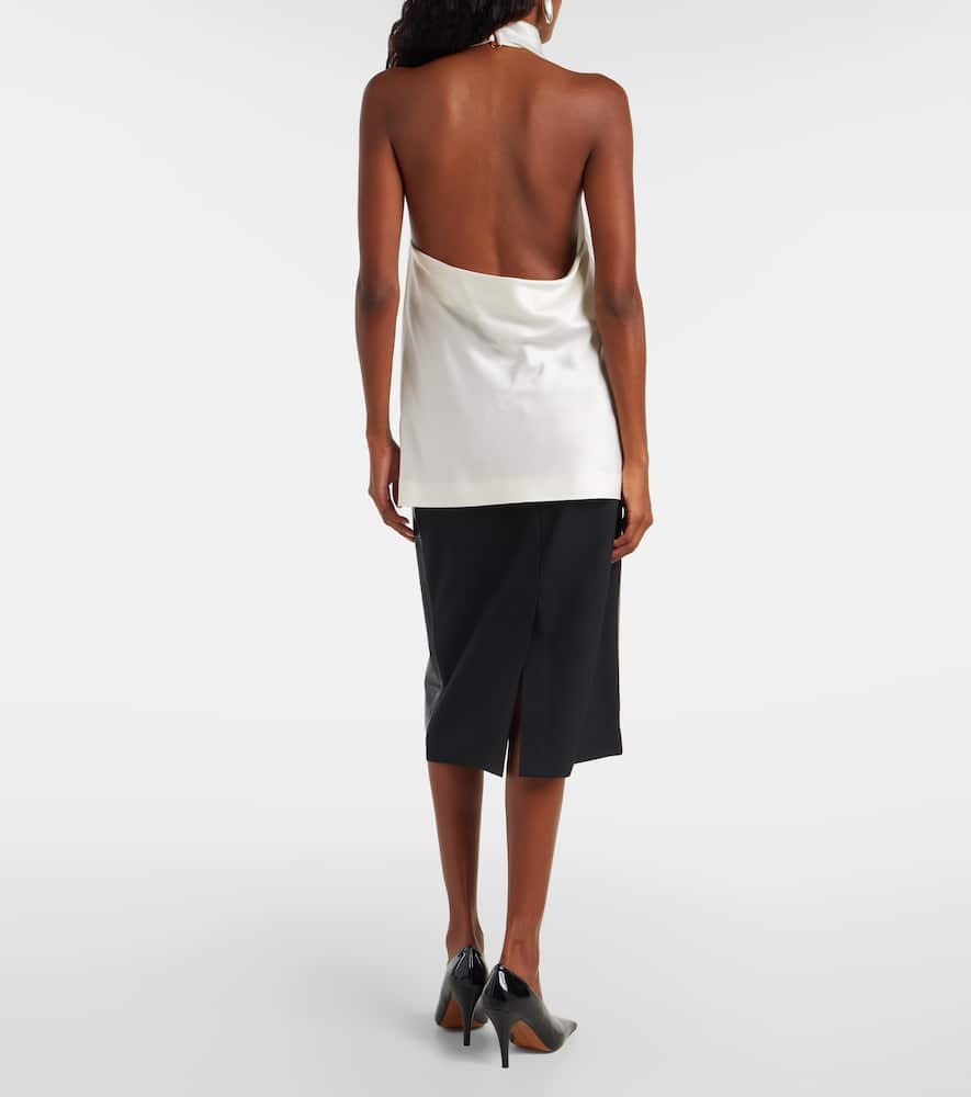 Stella Mccartney Cowl Neck Satin Halter Top In White