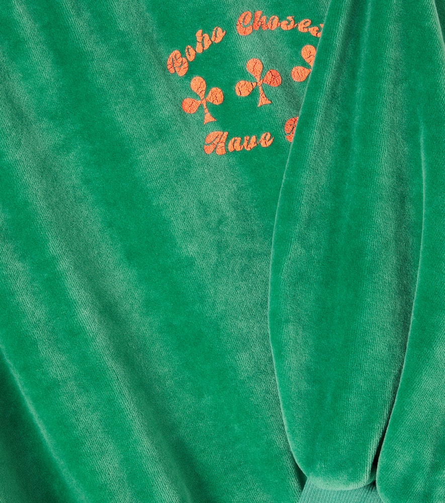 Bobo Choses Have Fun Velvet Sweatshirt In Green