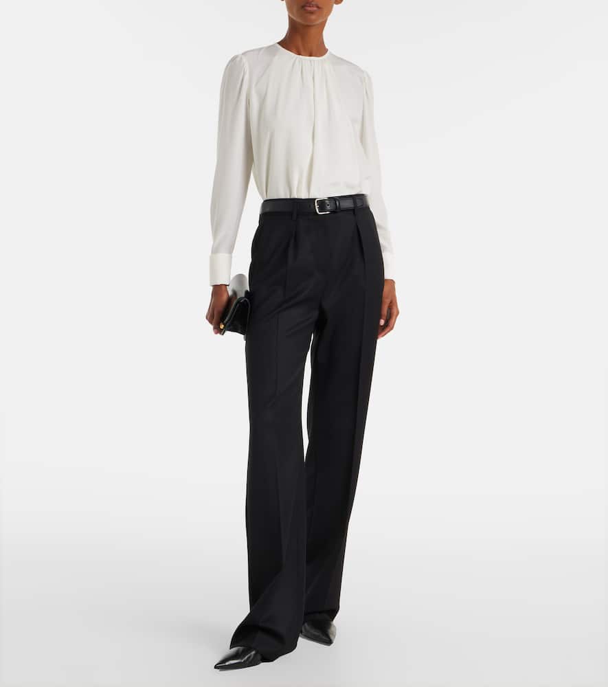 Max Mara Cannes Virgin Wool Straight Pants In Black