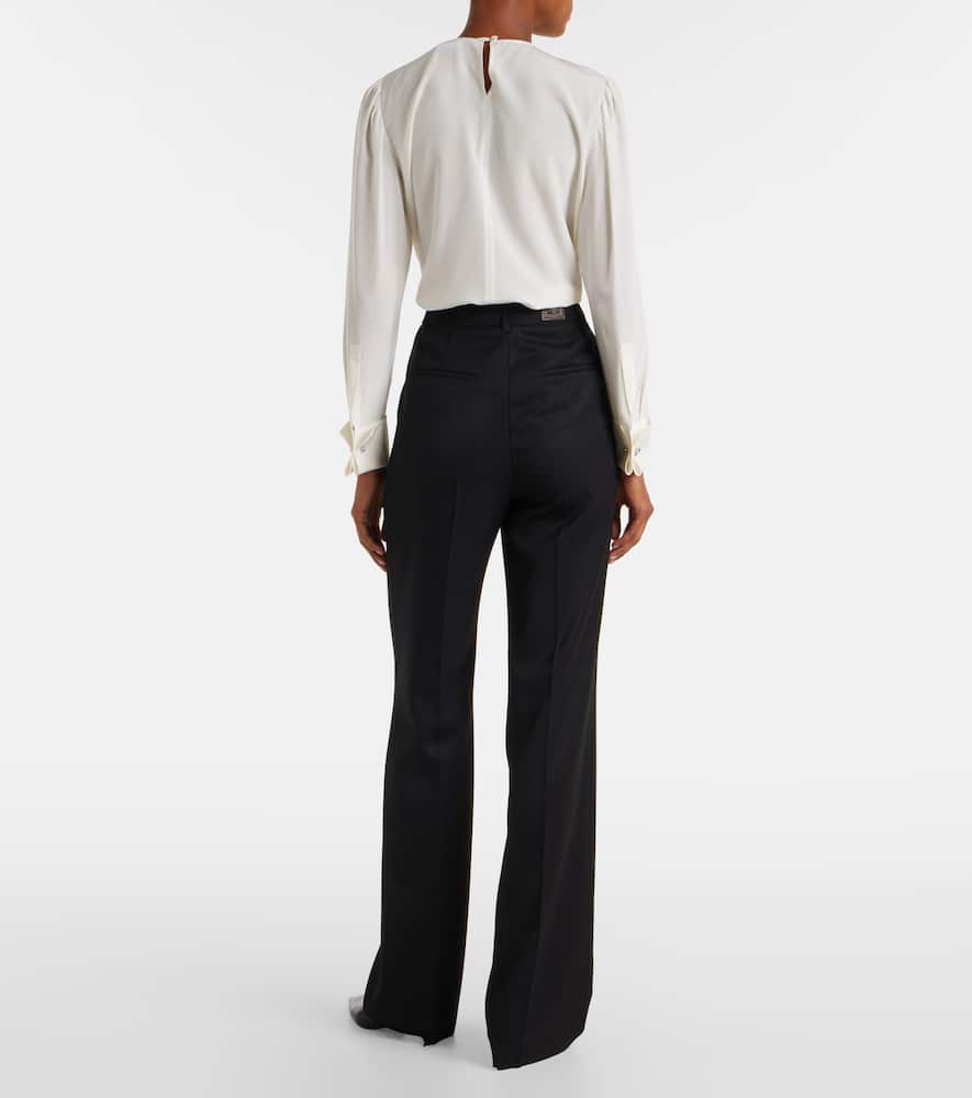 Max Mara Cannes Virgin Wool Straight Pants In Black