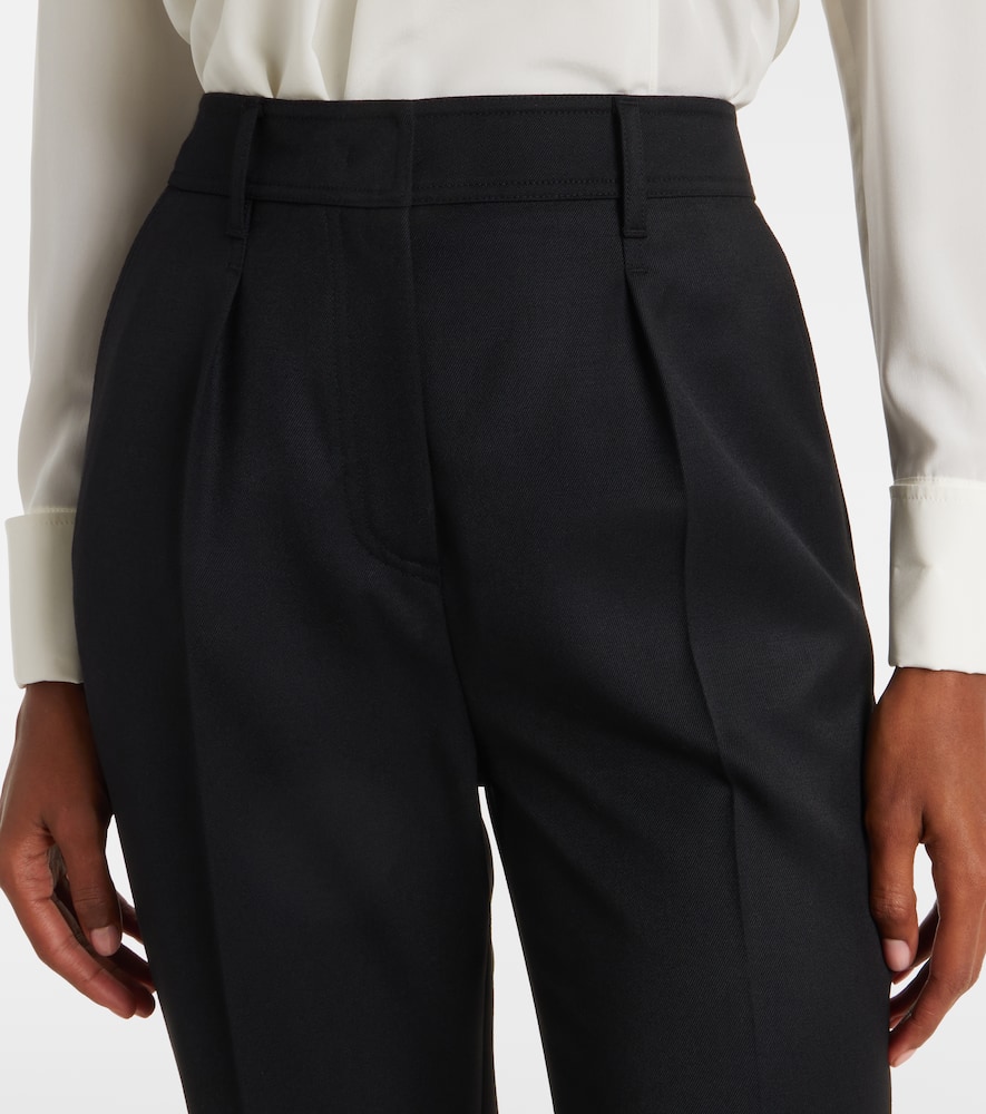 Max Mara Cannes Virgin Wool Straight Pants In Black