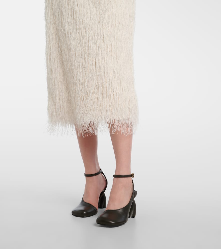 Dries Van Noten Fringed Midi Skirt In White