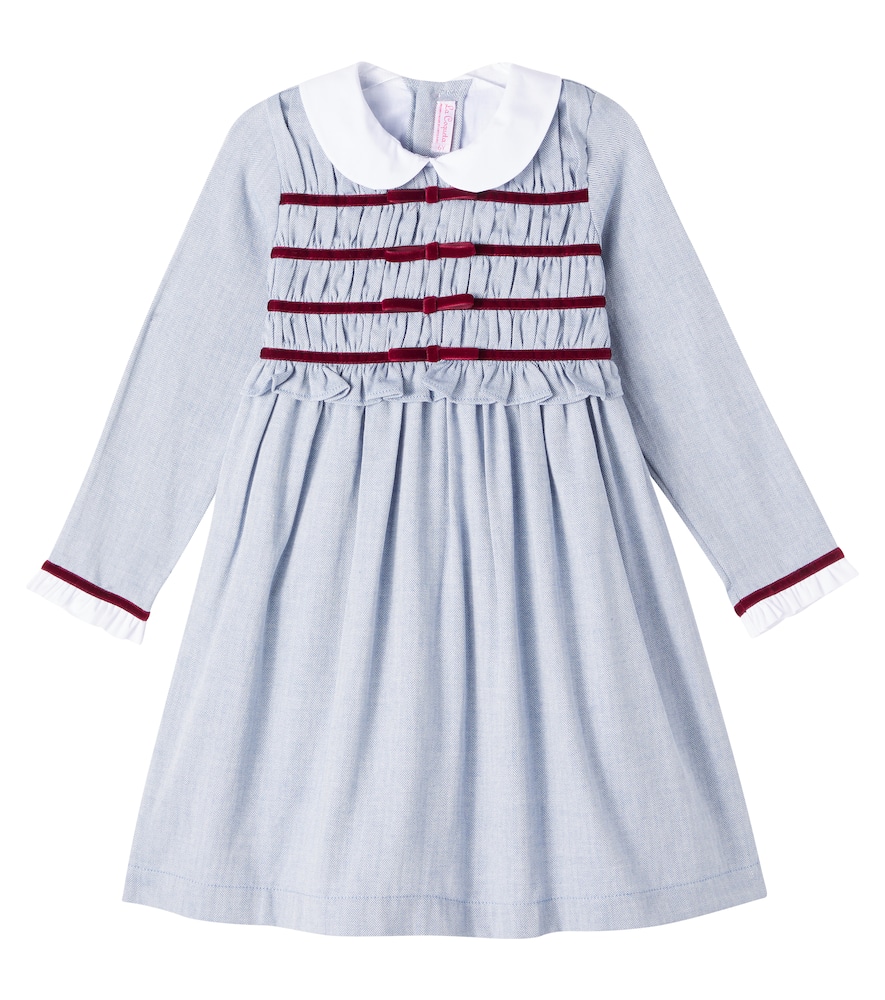 La Coqueta Garcia Ruched Cotton Dress In Blue