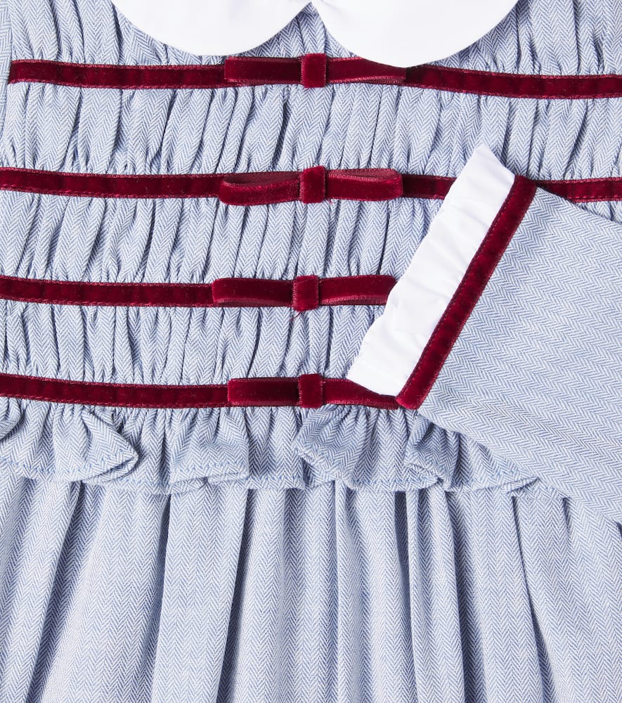 La Coqueta Garcia Ruched Cotton Dress In Blue