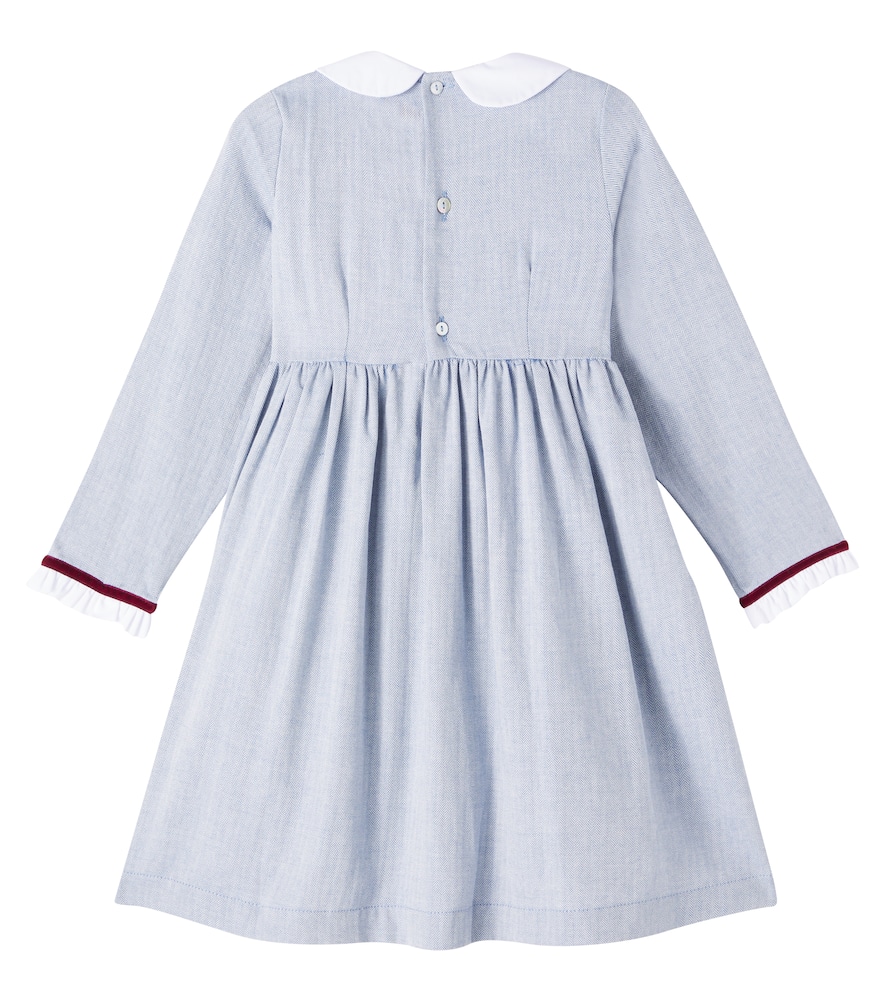 La Coqueta Garcia Ruched Cotton Dress In Blue