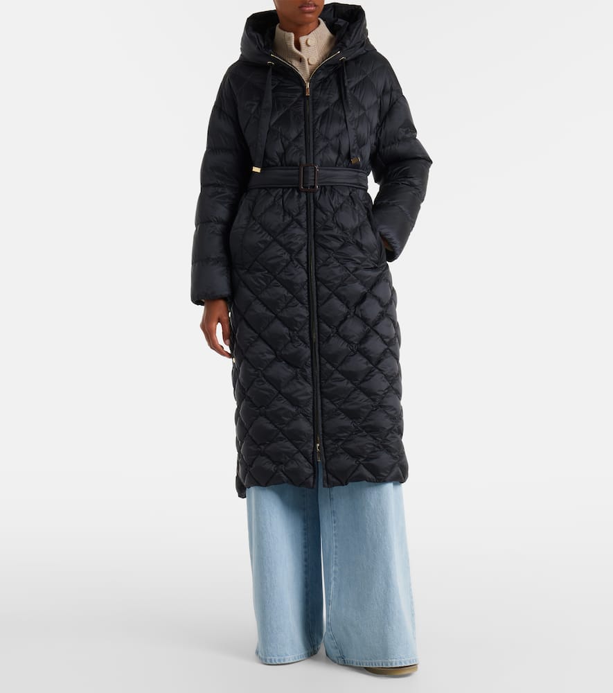 Max Mara The Cube Trepar Hooded Quilted Coat In Black