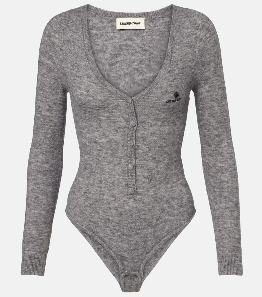 Shushu-tong Logo Wool-blend Bodysuit In Gray