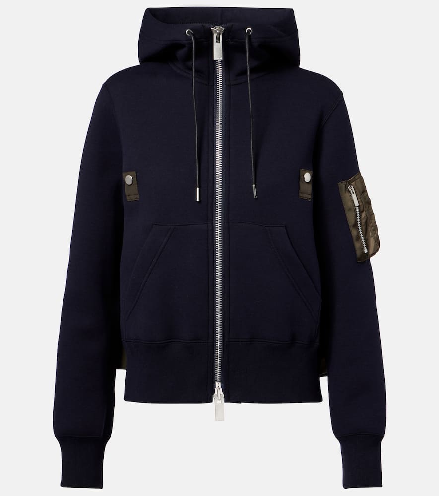 Sacai Paneled Hoodie In Blue
