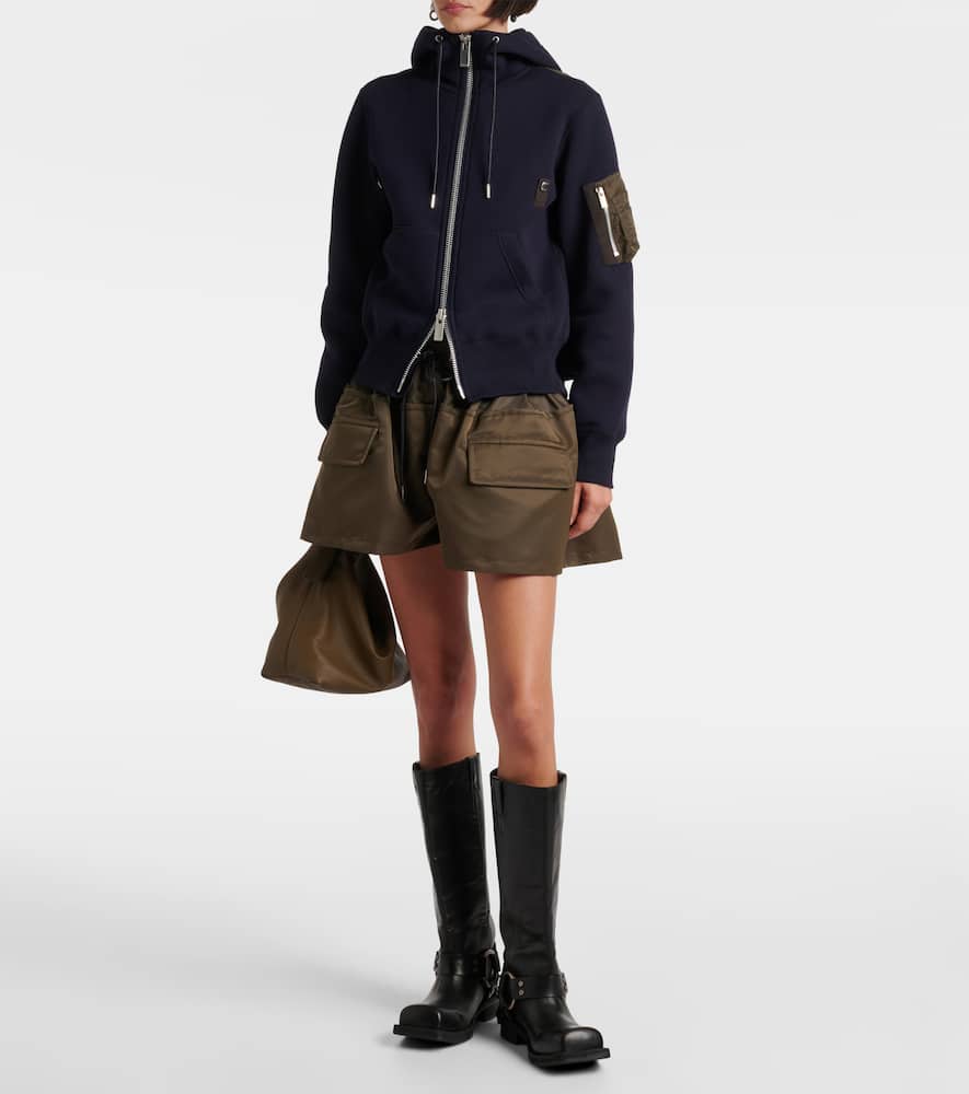Sacai Paneled Hoodie In Blue