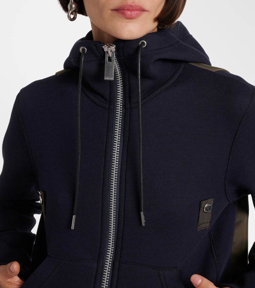 Sacai Paneled Hoodie In Blue