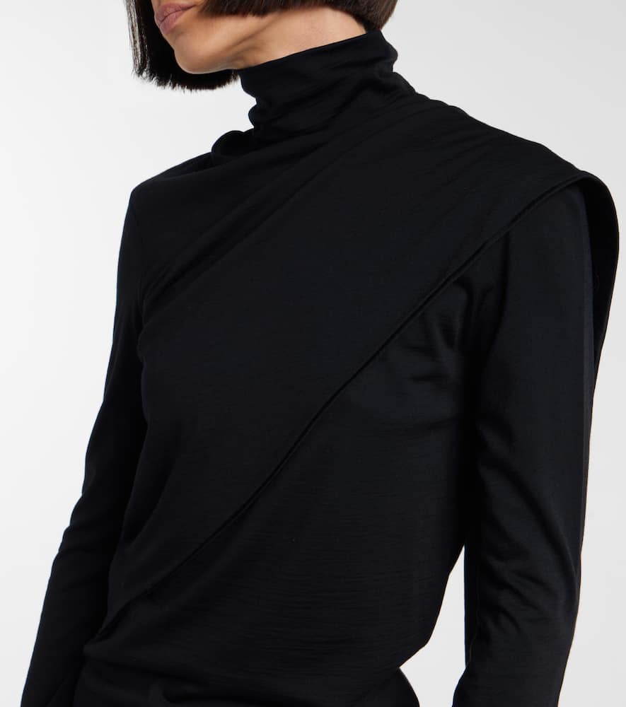 Rohe Scarf-detail Wool Jersey Top In Black