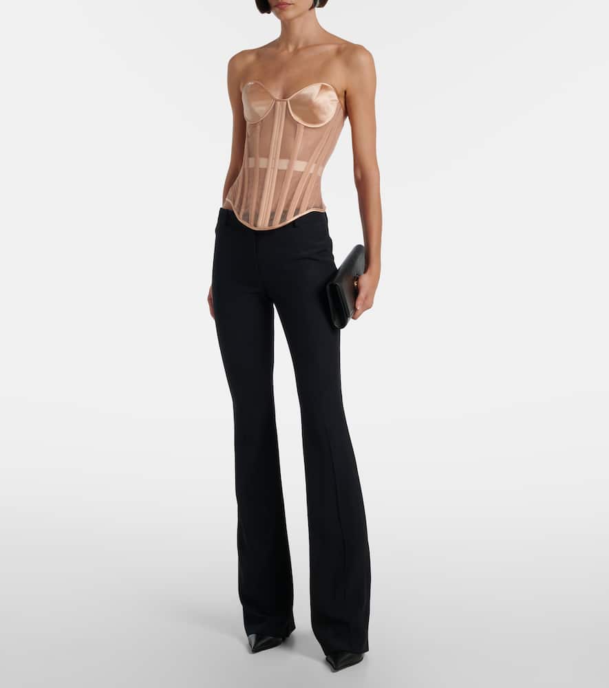 Mugler Paneled Sheer Bustier Top In Pink
