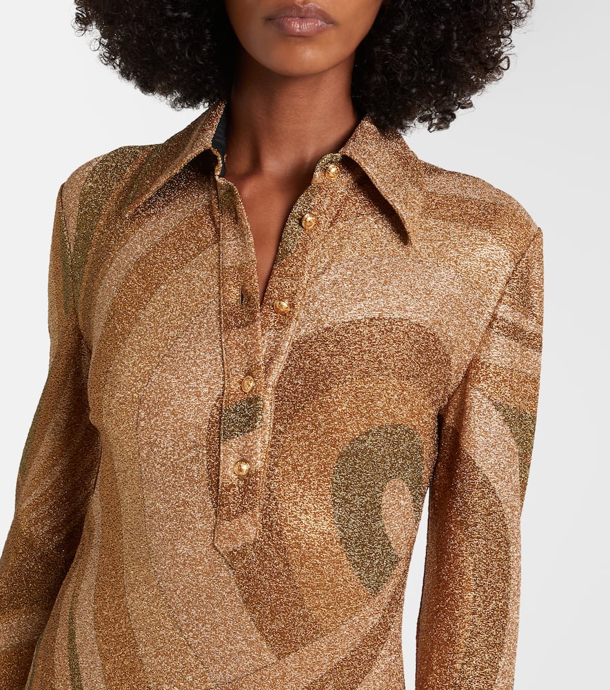 Pucci Iride Print Jersey Lame Dress In Brown