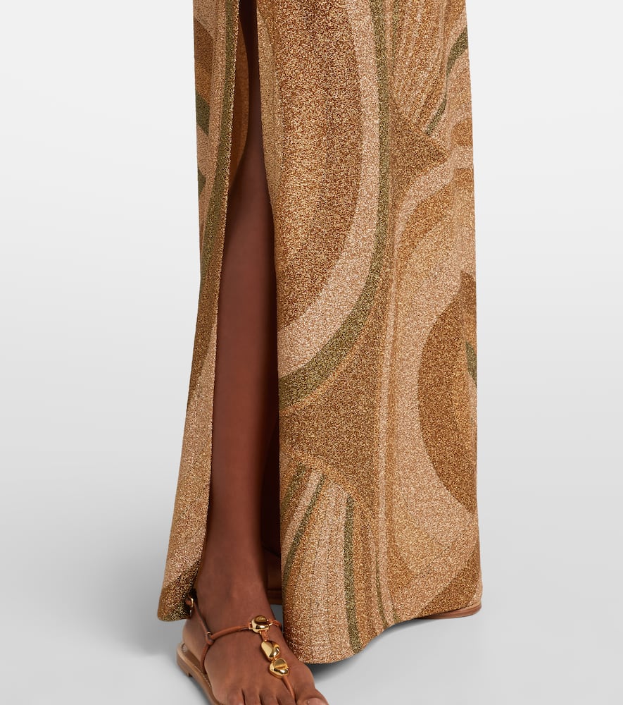 Pucci Iride Print Jersey Lame Dress In Brown