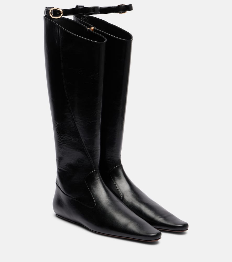 Tory Burch Twisted Leather Knee-high Boots In Black