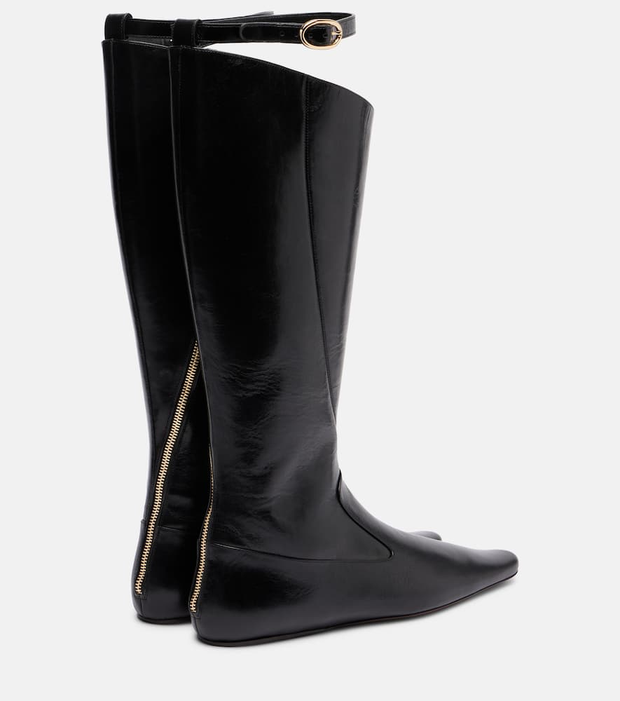 Tory Burch Twisted Leather Knee-high Boots In Black
