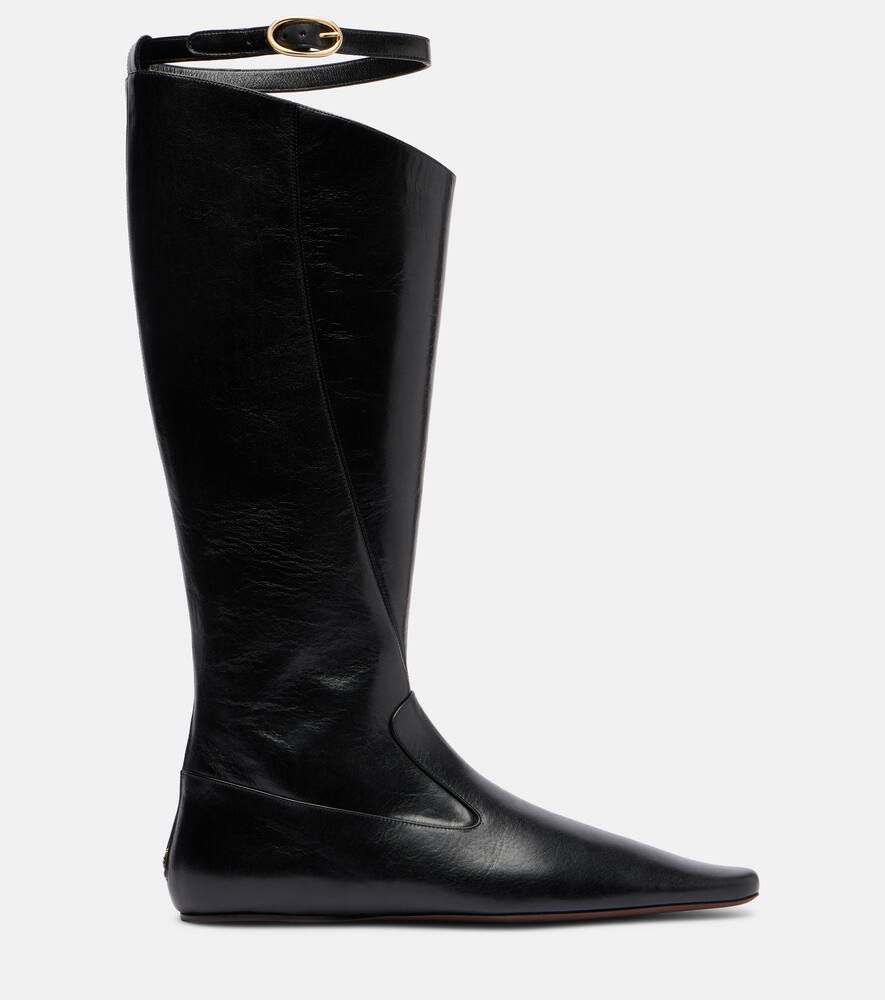 Tory Burch Twisted Leather Knee-high Boots In Black
