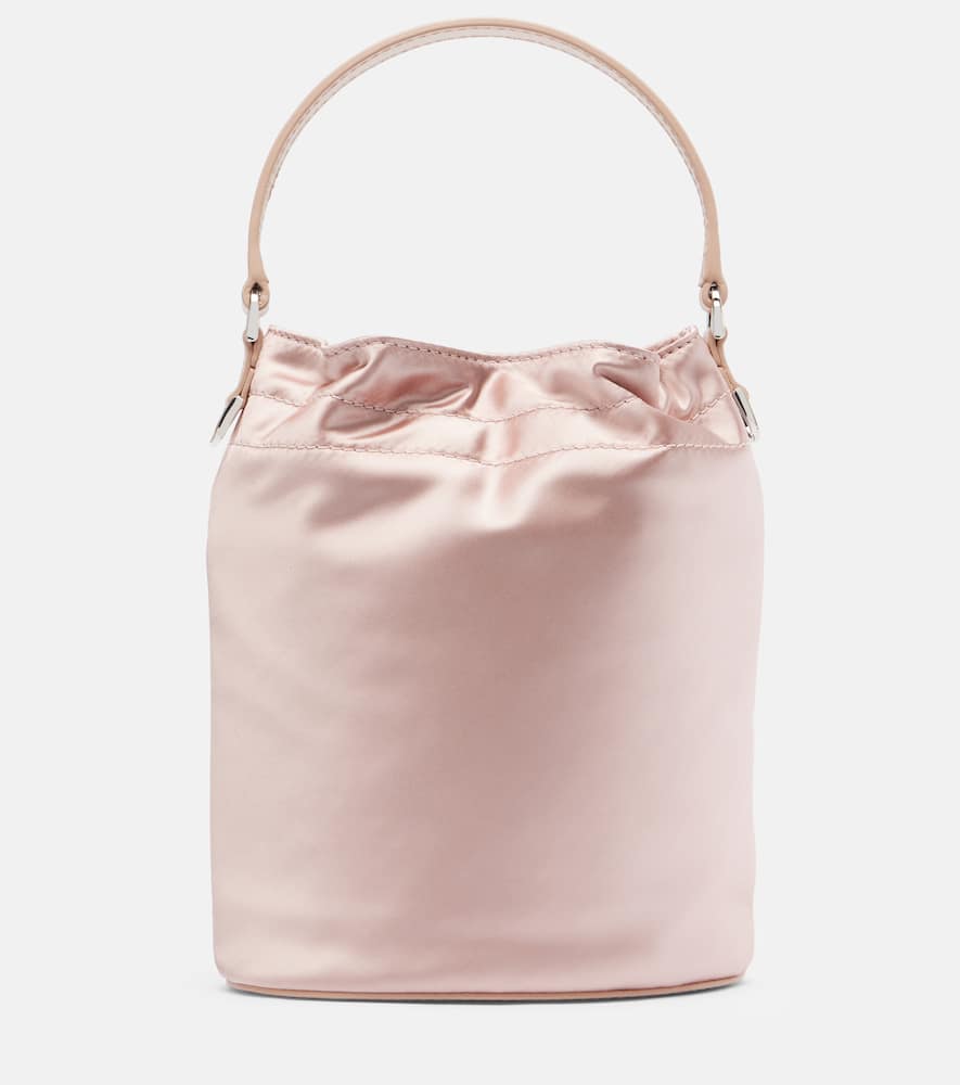 Staud Lila Leather-trimmed Satin Bucket Bag In Pink